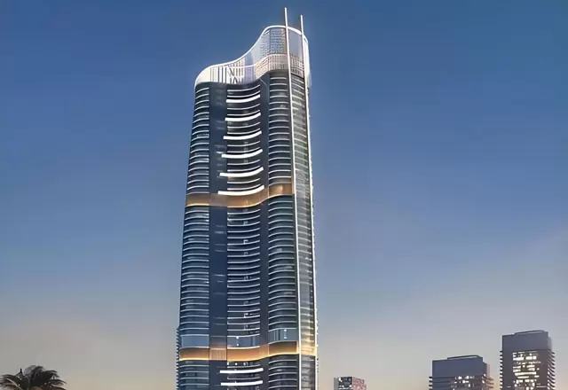 Фасадное освещение высотного здания в Аламейне